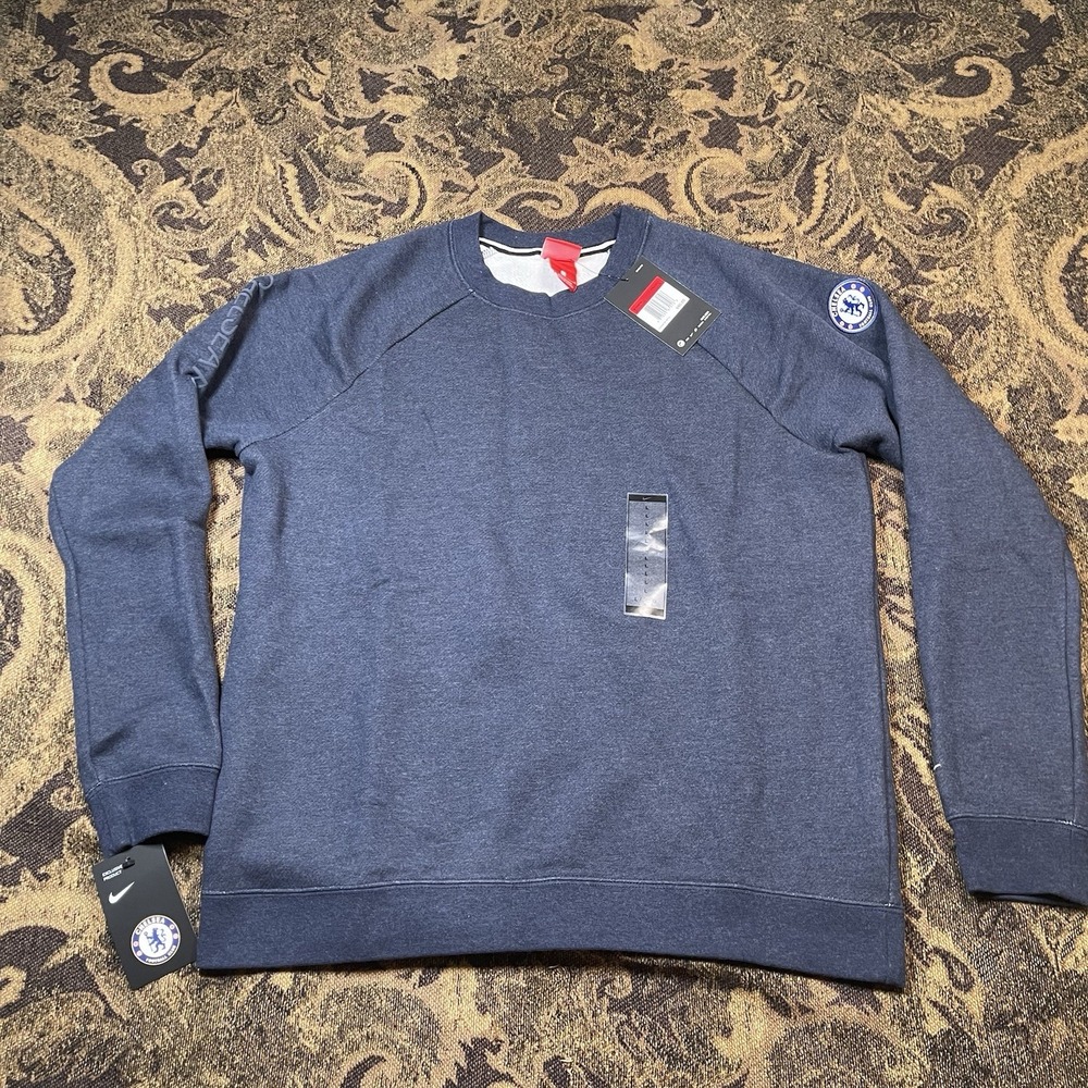 WOMENS NIKE CHELSEA Denim Blue Pullover SWEATSHIRT JUMPER SIZE Large New